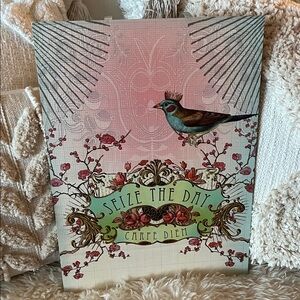 PAPAYA Seize the Day Wall Art with Bird Design CARPE DIEM 12x16 ready to hang